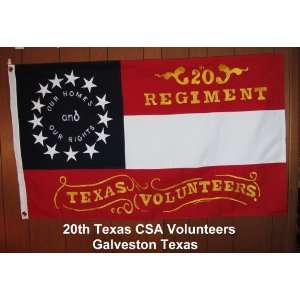  20th Regiment CSA Texas Volunteers 3X5 Cotton Flag 