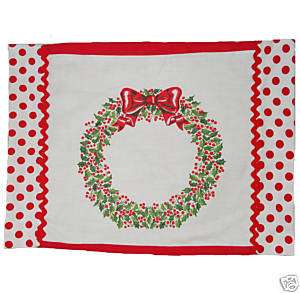 Vintage Christmas Pillow Wreath Polka Dot  