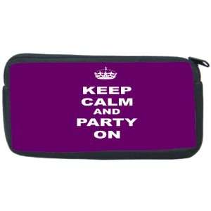  Keep Calm and Party On   Purple Color Neoprene Pencil Case 
