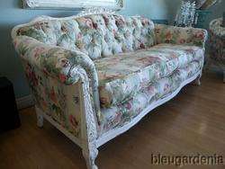 Vintage COTTAGE White Sofa ~ ORNATE FRAME Roses  