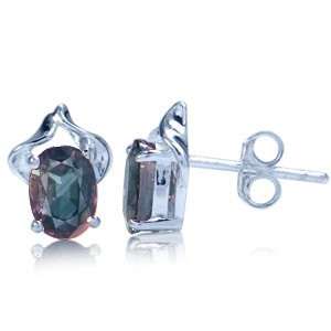 REAL Sapphire Iolite Alexandrite Silver Stud Earrings  