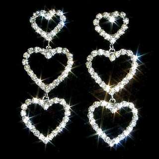Heart Drop Swarovski Crystal Rhinestone Post Earrings  
