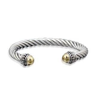 Two Tone 14k Yellow Gold Plated and Sterling Silver Thick Twisted 