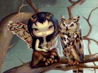 Owlyn owl fairy fantasy gothic big eye art BIG PRINT  