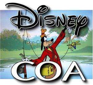 Goofy Fishing Disney Sericel FREE BACKGROUND COA  