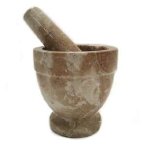  Mocha Marble Mortar and Pestle   4 Inch