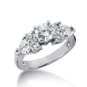  1.6 Ct Diamond Engagement Ring Pear Prong Accent 14k White 