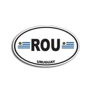  ROU URUGUAY Country Auto Oval Flag   Window Bumper Sticker 
