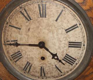 Sessions Antique Oak Cased Wall Clock Schoolhouse Regulator vtg 
