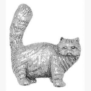 Pewter Pin Badge Cat Tabby Persian 