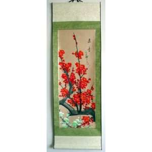   Chinese Watercolor Painting Scroll Flower Plum 