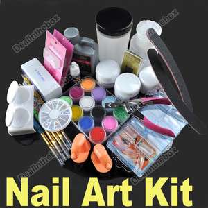 File 120ml Acrylic Liquid 12color Powder Nail Art Kit Combo Set 