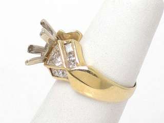 IMPRESSIVE 14K GOLD & DIAMONDS SOLITAIRE MOUNTING RING  