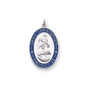  Sterling Silver Enameled St. Christopher Medal Jewelry