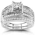 14k White Gold 1ct Diamond Princess Cut Bridal Ring Set (HI, I1 I2)