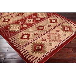 Loomed Free form Red Rug (53 x 76)  