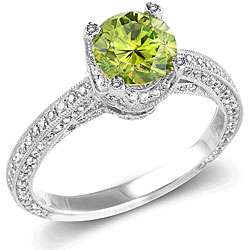   TDW Green Color Enhanced Diamond Ring (I1) (Size 7)  