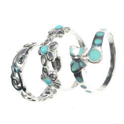 Sterling Silver Turquoise Toe Ring Set  