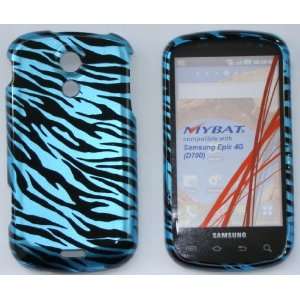 SAMSUNG EPIC 4G BLUE ZEBRA SNAP ON CASE COVER PROTECTOR WITH SCREEN 