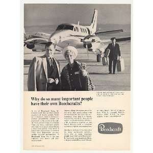 1968 Beechcraft King Air Airplane Important People Print Ad  