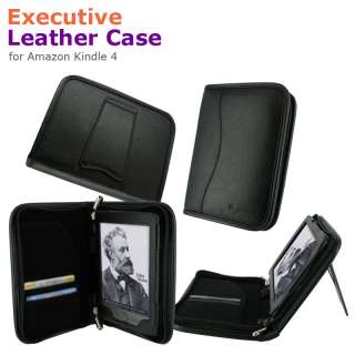   Executive Leather Case Cover for  Kindle 4 Latest Model Black