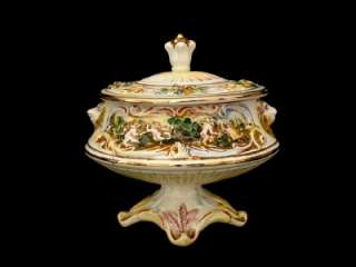Antique 19th C Italian Capodimonte Porcelain Cherub Urn  