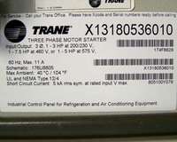 TRANE Three Phase Motor Starter X13180536010, 7.5HP  