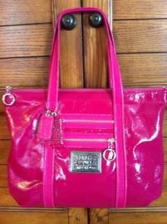   13836 & RASPBERRY PINK PATENT LEATHER POPPY *GLAM* TOTE BAG  