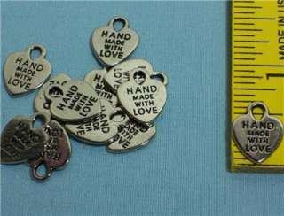 SILVER HEART CHARMS ~ Made With Love ~ Jewelry findings  