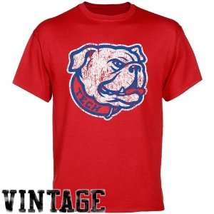 Louisiana Tech Bulldogs Red Distressed Logo Vintage T shirt  