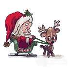 santa in sleigh cute reindeer 2 embroidered hand towels by