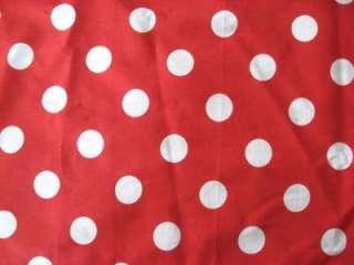 RED WHITE 1 POLKA DOT COTTON BLEND SEW FABRIC BTY 60  