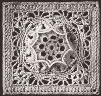 Vintage Crochet PATTERN MOTIF BLOCK Flower Qu Bedspread  