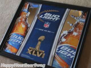 Bud Light NFL Super Bowl XLVI Mirror beer sign pub bar Giants Patroits 