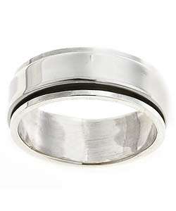 Sterling Silver Mens Pipe cut Spinner Ring  