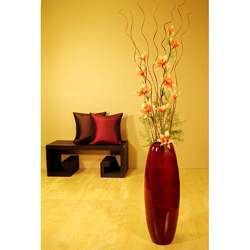 Bamboo Floor Vase with Orange/ Red Lilies  
