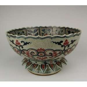  Porcelain Bowl With Flower&Dragon Pattern(B&R), Chinese Antique 