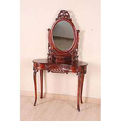 Hand carved Kidney shaped Vanity Desk with Mirror  
