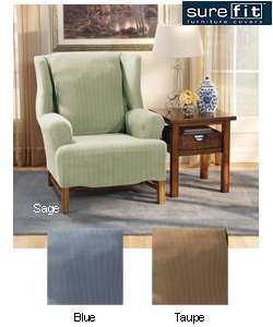 Sure Fit Stretch Stripe Wing Chair Slipcover  