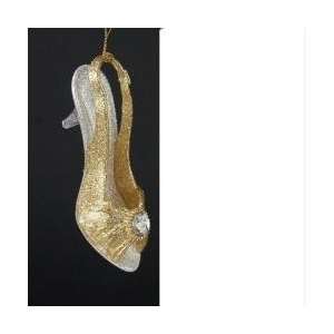 Gold Glitter Drenched Sling Back High Heel Shoe Christmas Ornaments