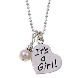 Charming Life Silver Its a Girl June Birthstone Pearl Necklace (6 