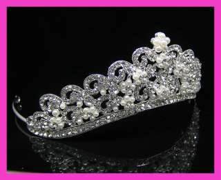 Wedding/Bridal crystal veil tiara crown headband CR210  