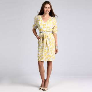 London Times Womens Yellow/ Grey Floral Dress  