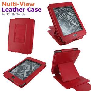  Multi View Leather Case Cover for  Kindle Touch Latest Model Red