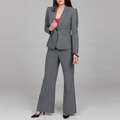 Tahari Womens Grey Shawl Collar Pant Suit