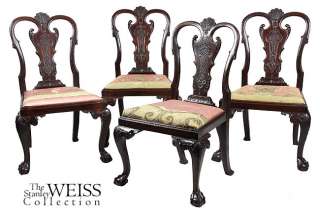 SWC Four Highly Carved Chippendale Side Chairs  