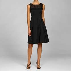   Taylor Womens Black Taffeta Illusion Bodice Dress  