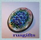Russian Brooch Hand Painted over Mother of Pearl #0801 LANDSCAPE 