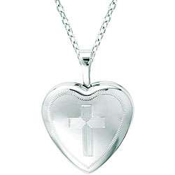 Sterling Silver Heart shaped Cross Locket Necklace  