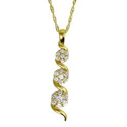 14k Gold Overlay Cubic Zirconia Cluster Necklace  